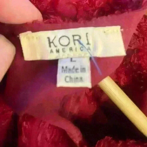 Kori America deep red eyelash material fit and flare dress. Stunning color-Large - Picture 4 of 6